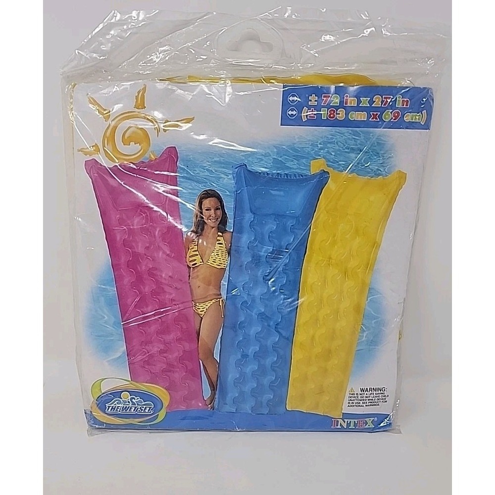 Vintage 2007 INTEX The Wet Set ‎ Swim Pool Air Mat Float 72" x 27" Yellow SEALED